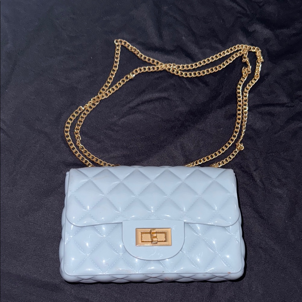 Quilted Chain Bag  Light Blue